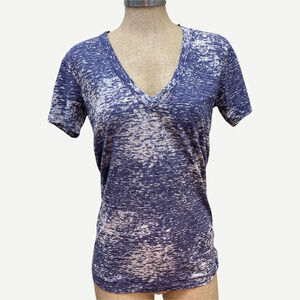HI-LINE Blue Space Dye V Neck T-Shirt‎ S